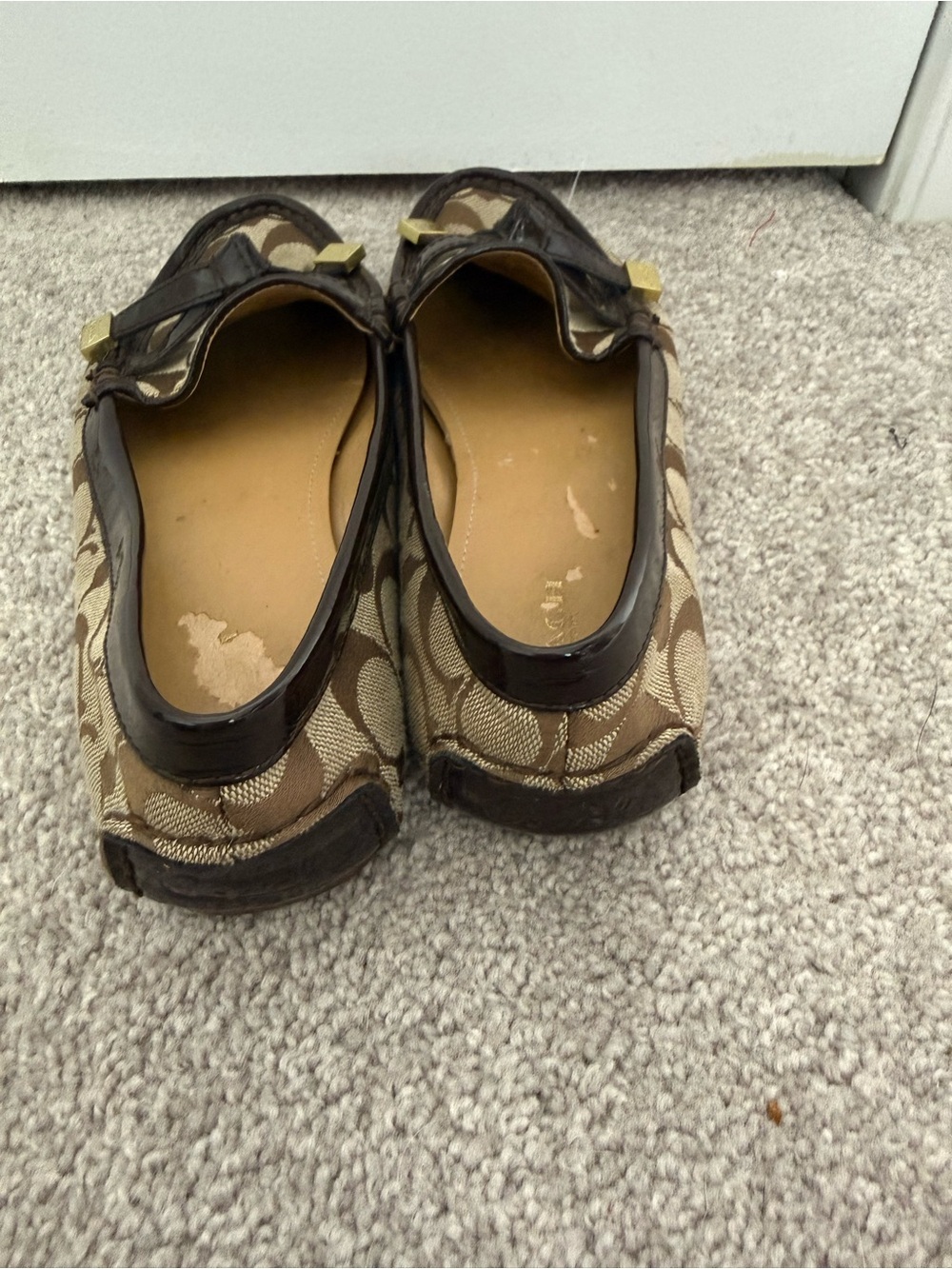 Coach Brown Signature Canvas Loafers with Dark Trim - Picture 5 of 8